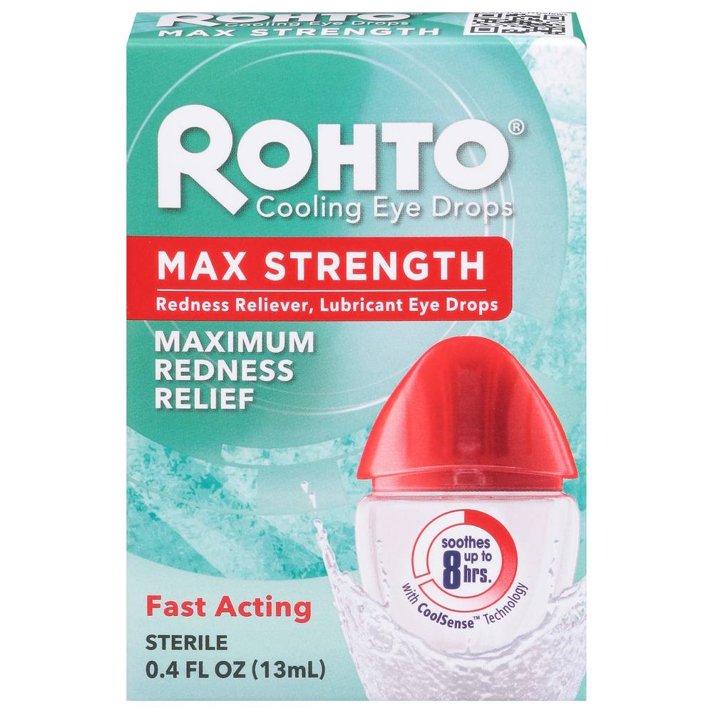 Rohto Cooling Max Strength Maximum Redness Relief Eye Drops (0.4 fl oz)