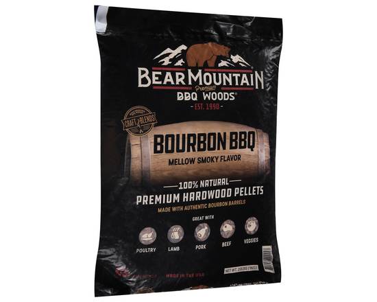 Bear Mountain BBQ · Bourbon Mellow Smoky Flavor Hardwood Pellets (20 lbs)