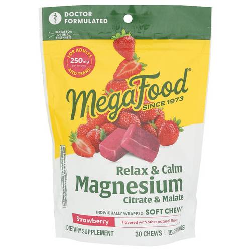 Megafood Strawberry Relax + Calm Magnesium Soft Chews