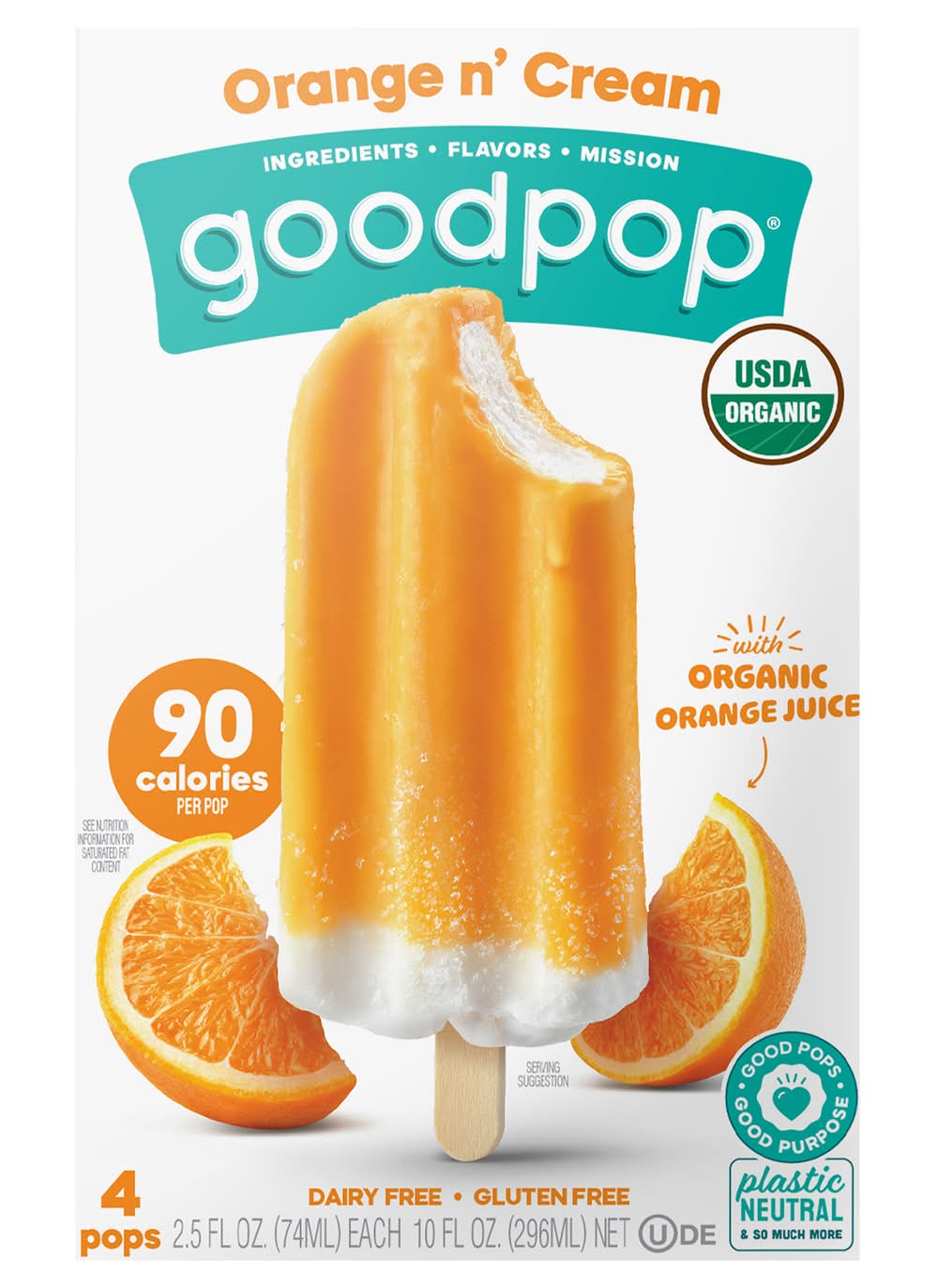 GoodPop Dairy Free Orange N' Cream Pops (4 x 2.5 fl oz)