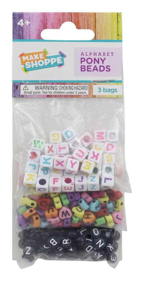 Make Shoppe Pony Beads - Alphabet 3 Ct