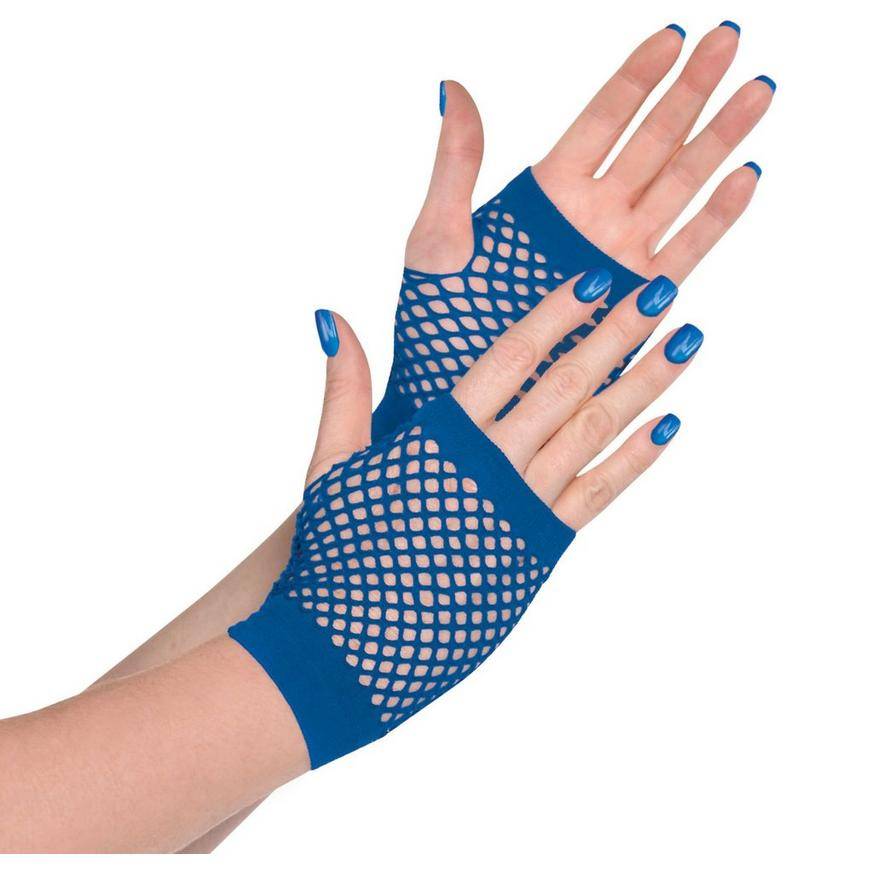 Party City Fishnet Glovelettes, Female, Blue