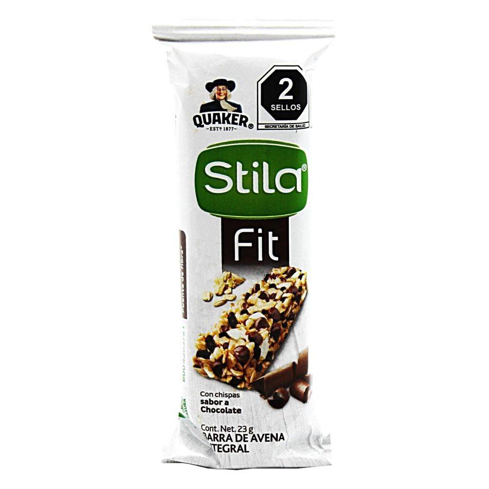 Quaker · Stila fit barra de avena con chispas sabor chocolate (23 g)