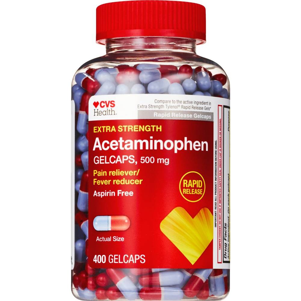 Cvs Health Extra Strength Acetaminophen Pain Reliever & Fever Reducer 500 Mg Gelcaps, 400 Ct