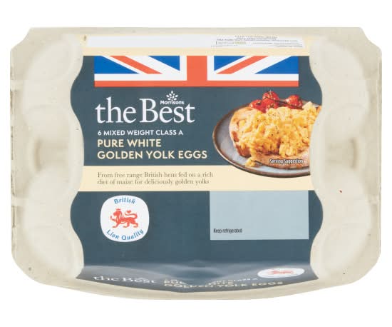Morrisons The Best White Golden Yolk Free Range Eggs (6 pack)