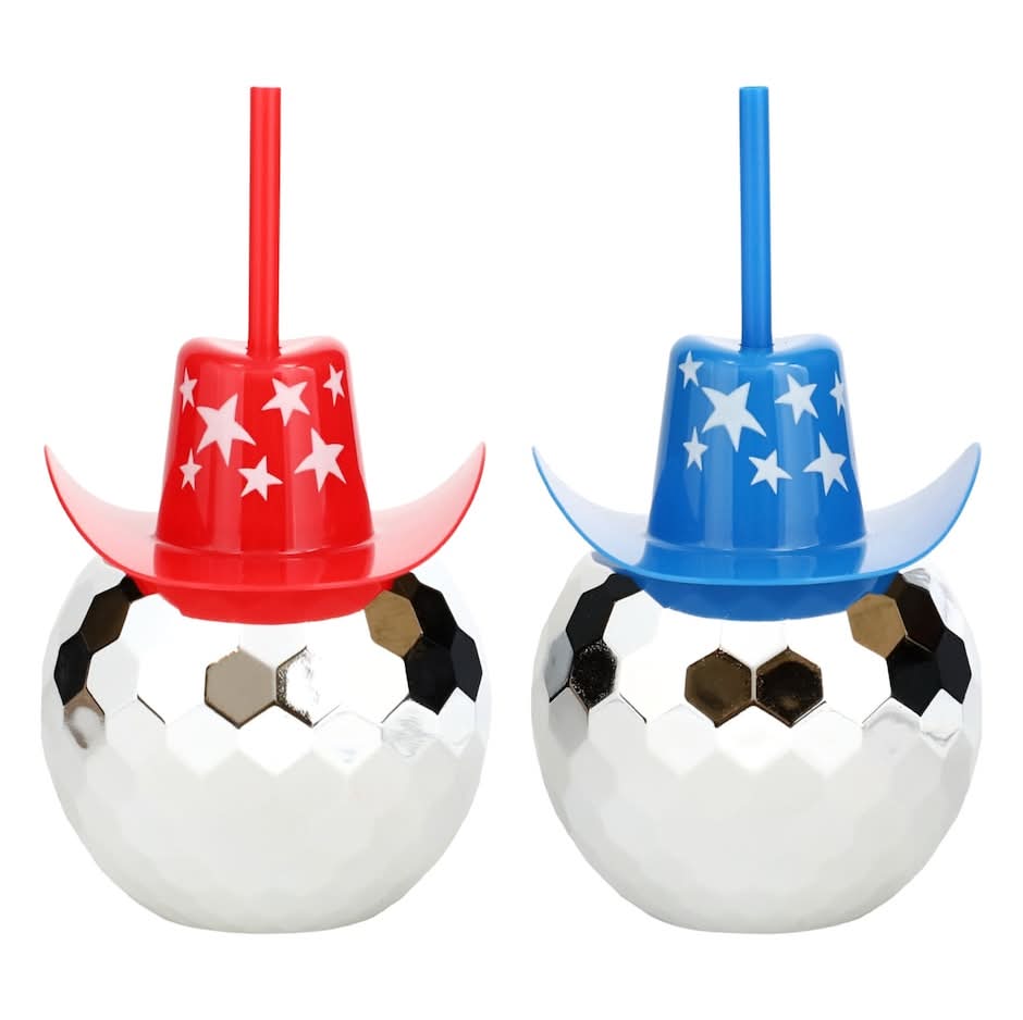 Disco Themed Tumbler With Cowboy-Shaped Lid, Assorted Colors, 1-ct.