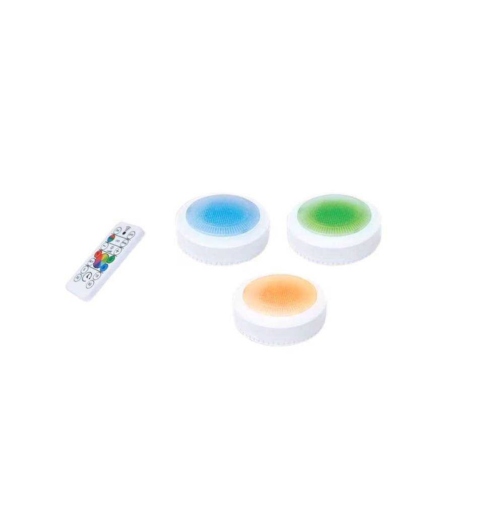 Good Earth Lighting 3-Pack Multicolor LED Puck Light with Remote | BO1410-RGB-03LF3-G