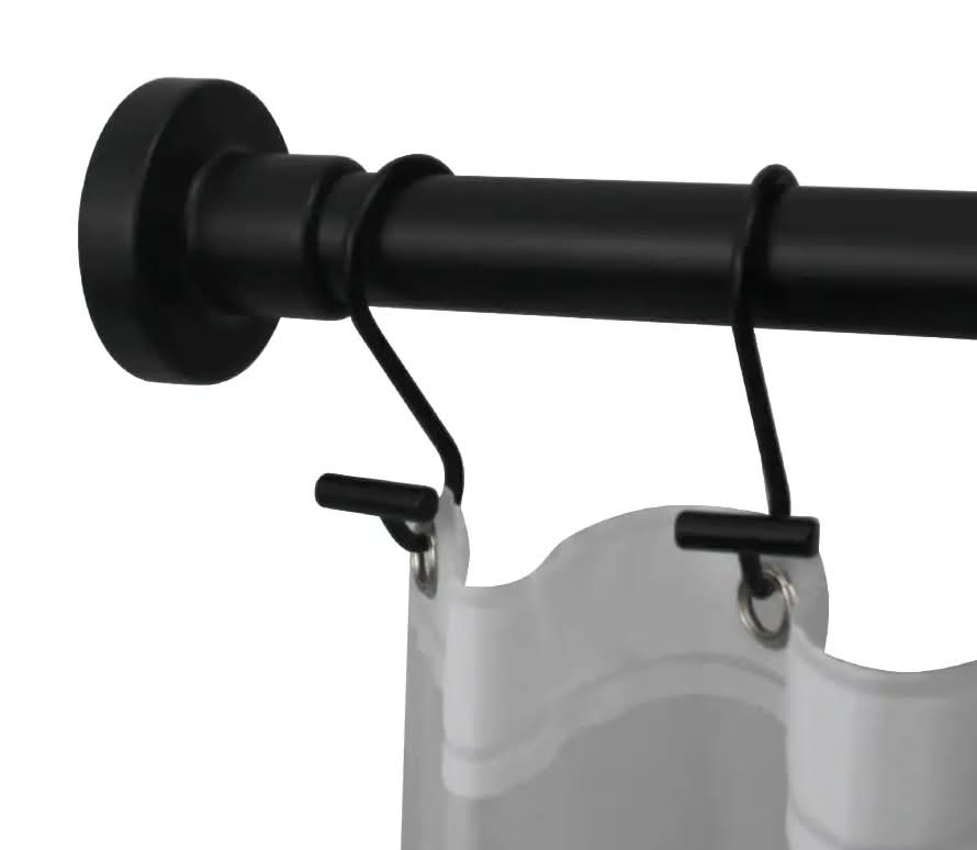 allen + roth 42-in to 72-in Black Matte Tension Single straight Adjustable Shower Curtain Rod