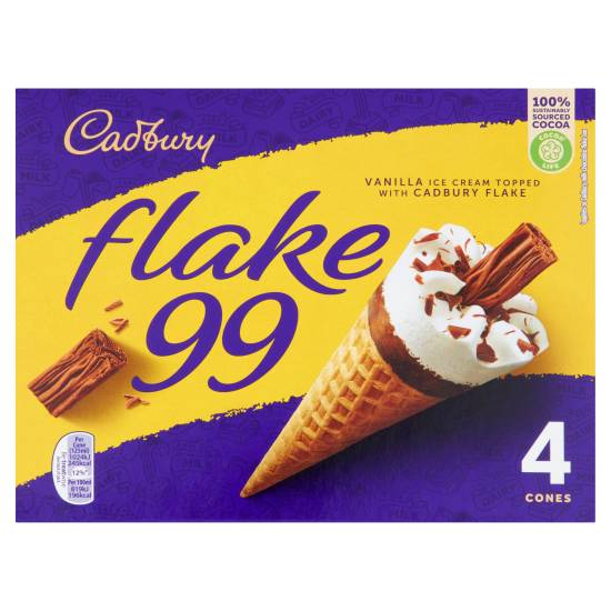 Cadbury Flake 99 Ice Cream Cones 4 X 125ml