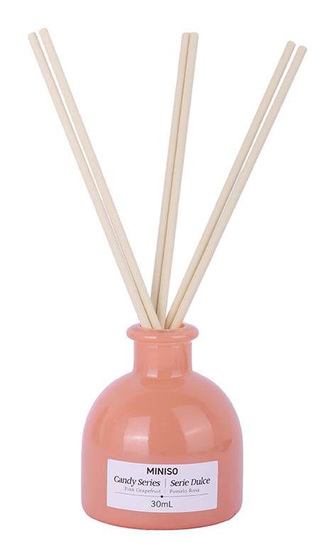 Miniso · Difusor de aroma candy con varillas, pomelo rosa (30 ml)
