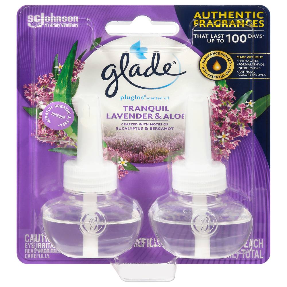 Glade Plugins Tranquil Oil Air Freshener Refills (2 ct, 0.67floz) ( lavender- aloe)