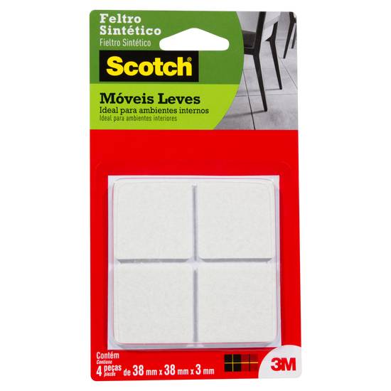 Scotch feltro adesivo quadrado branco (4 unidades)