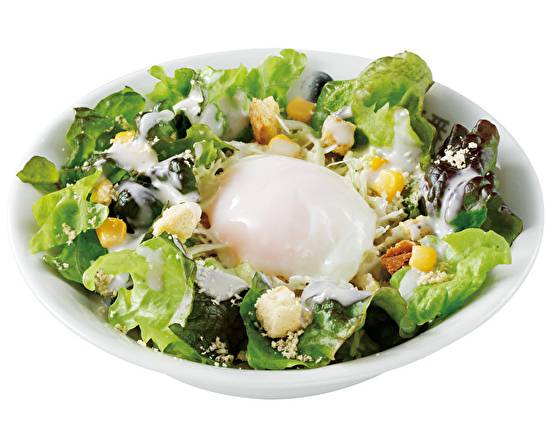シ��ーザーサラダ＋半熟タマゴ(セット) Caesar salad with soft boiled egg(Set)