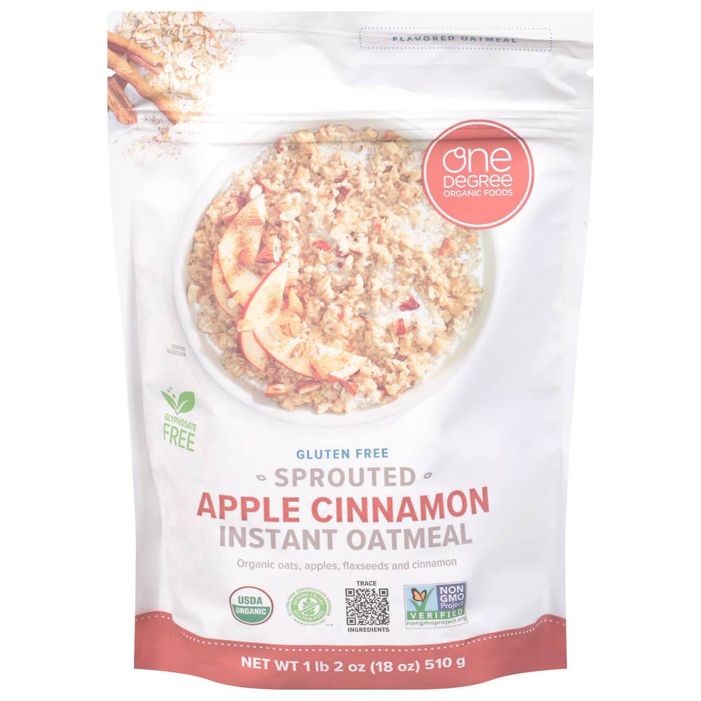 One Degree Organic Foods Sprouted Apple Cinnamon Instant Oatmeal