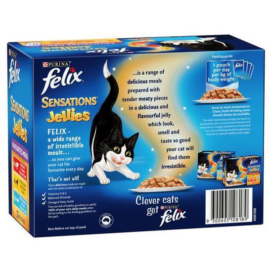 Purina Felix Adult Sensations Jellies Favourites Menu Wet Cat Food (12 Pack) 85g
