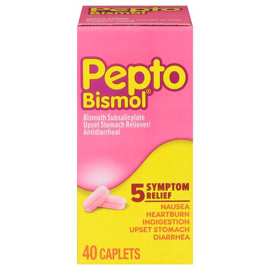 Pepto-Bismol Bismuth Subsalicylate Antidiarrheal 5 Symptom Relief Caplets (40 ct)