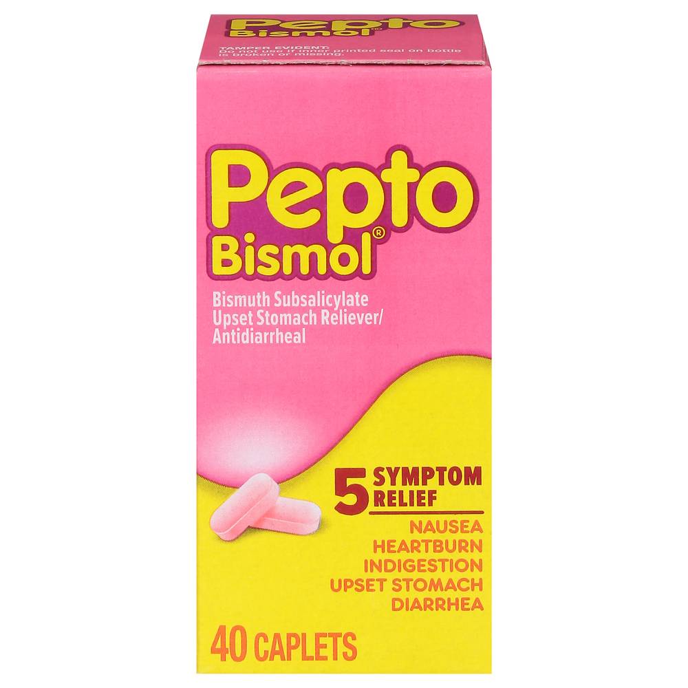 Pepto-Bismol Bismuth Subsalicylate Antidiarrheal 5 Symptom Relief Caplets (0.01 oz)