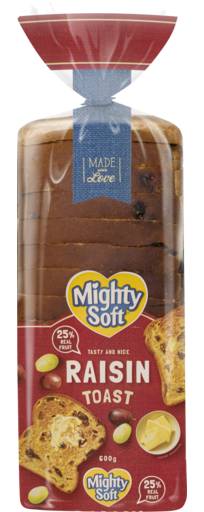 Mighty Soft Raisin Toast Sliced Loaf Bread (600g)