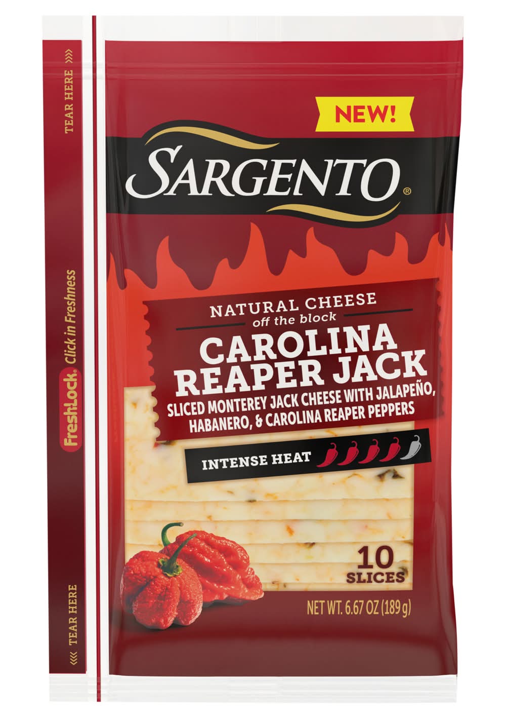 Sargento Sliced Cheese, Carolina Reaper Jack (10 ct)