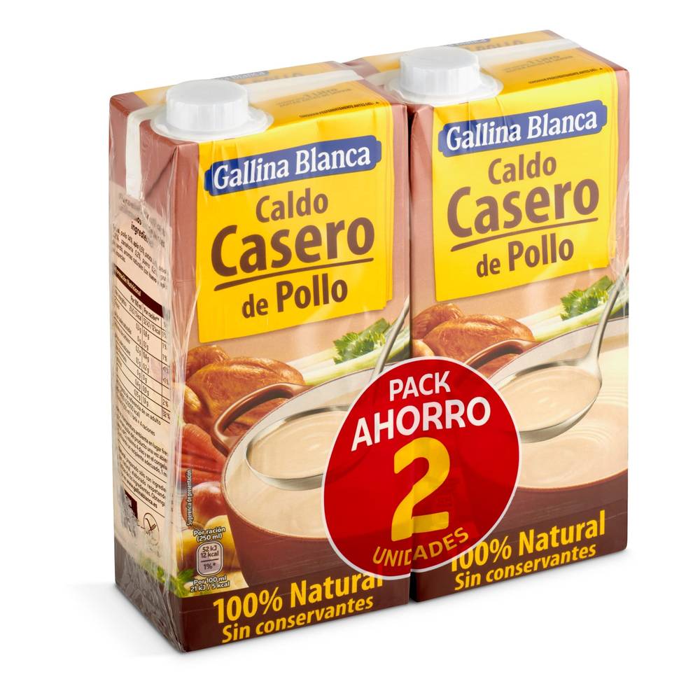 Caldo De Pollo 100% Natural Gallina Blanca Brik 2 X 1 L