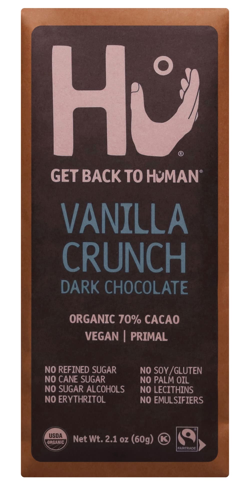 Hu 70% Cacao Vanilla Quinoa Dark Vegan Chocolate Bar (2.1 oz)