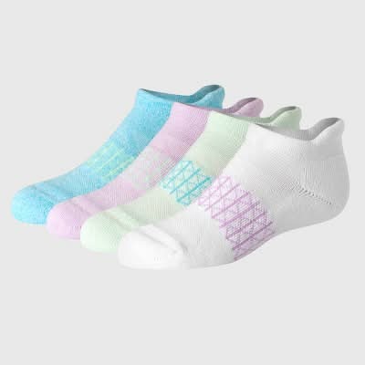 Hanes Girls' 4pk Absolute Active Heel Shield Socks - colors may vary L