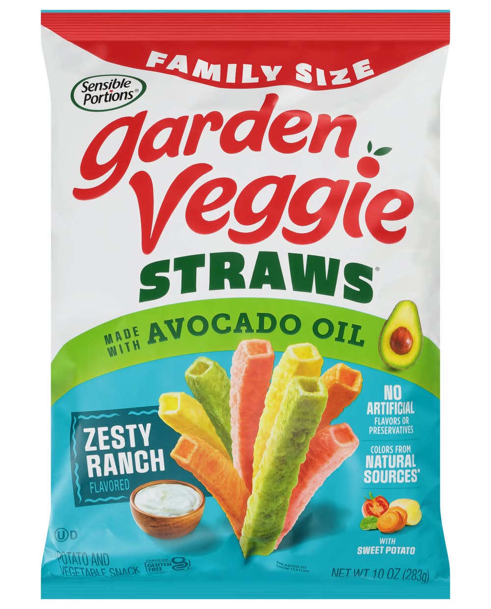 Sensible Portions Garden Veggie Straws Zesty Ranch Family pack, Zesty Ranch (10 oz)