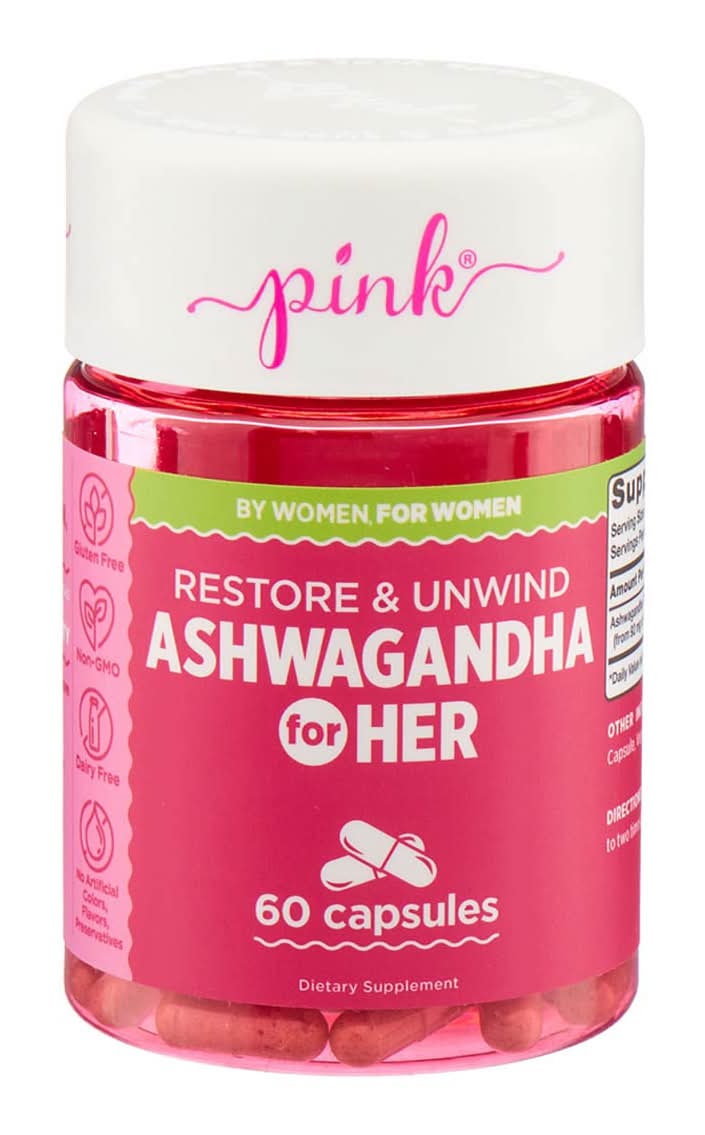 Pink Restore And Unwind Ashwagandha Capsules 60 Ct