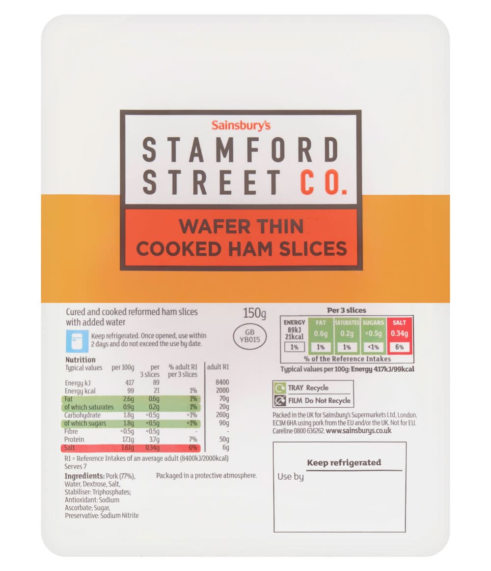 Stamford Street Co. Wafer Thin Cooked Ham Slices 150g
