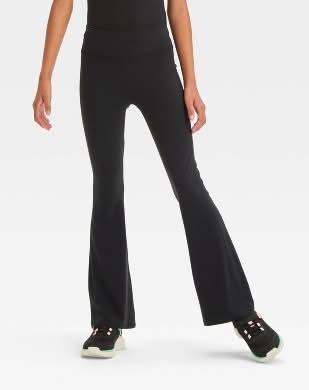 Girls' Everyday Soft Flare Leggings - All In Motion™ Black S: High Rise, Moisture Wicking, UPF 50+