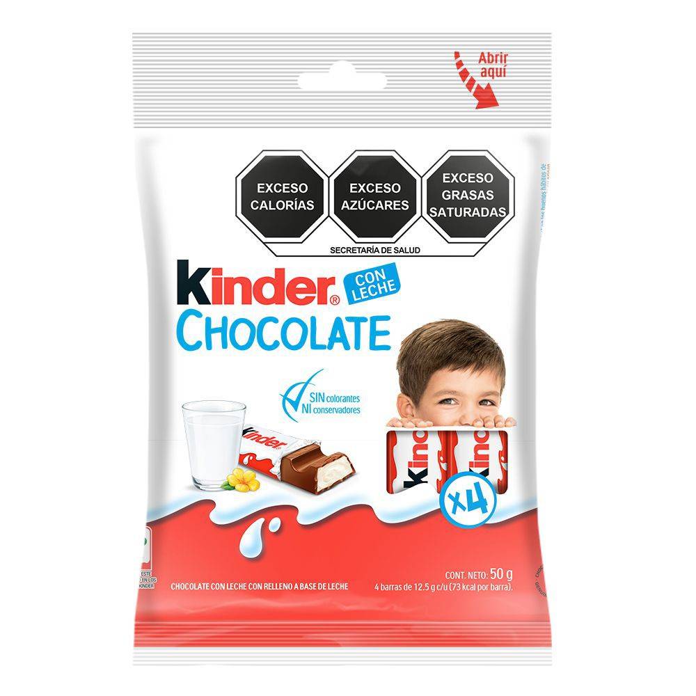 Kinder · Chocolate relleno a base de leche (4 un)