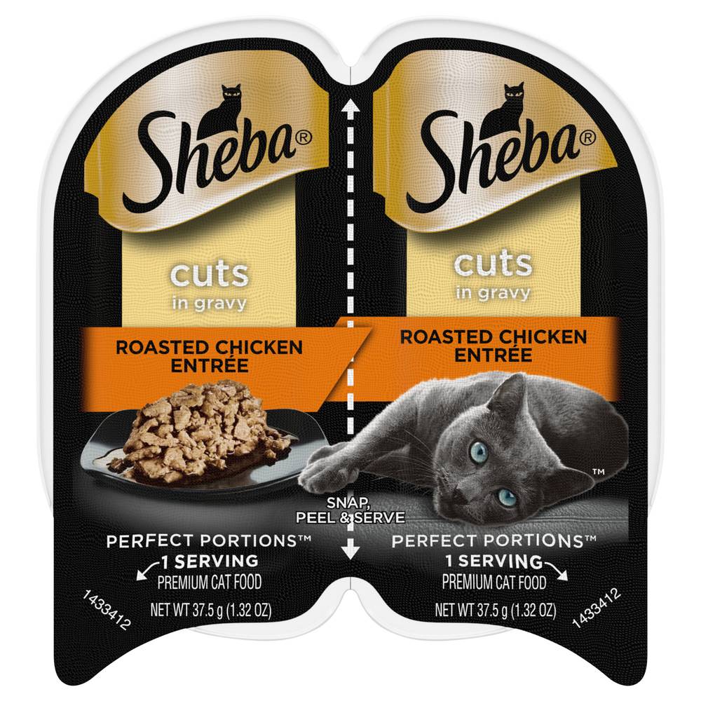 Sheba Perfect Portions Cuts in Gravy Roasted Chicken Entree Cat Food, 2 ct