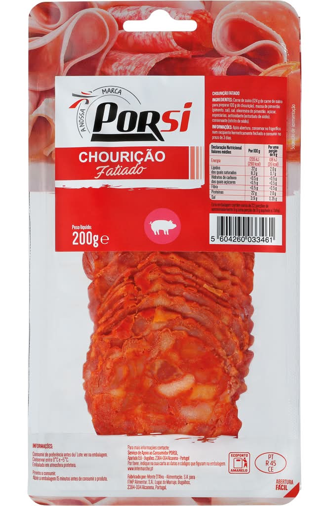 PorSi - Chourição fatiado, embalagem de 200g