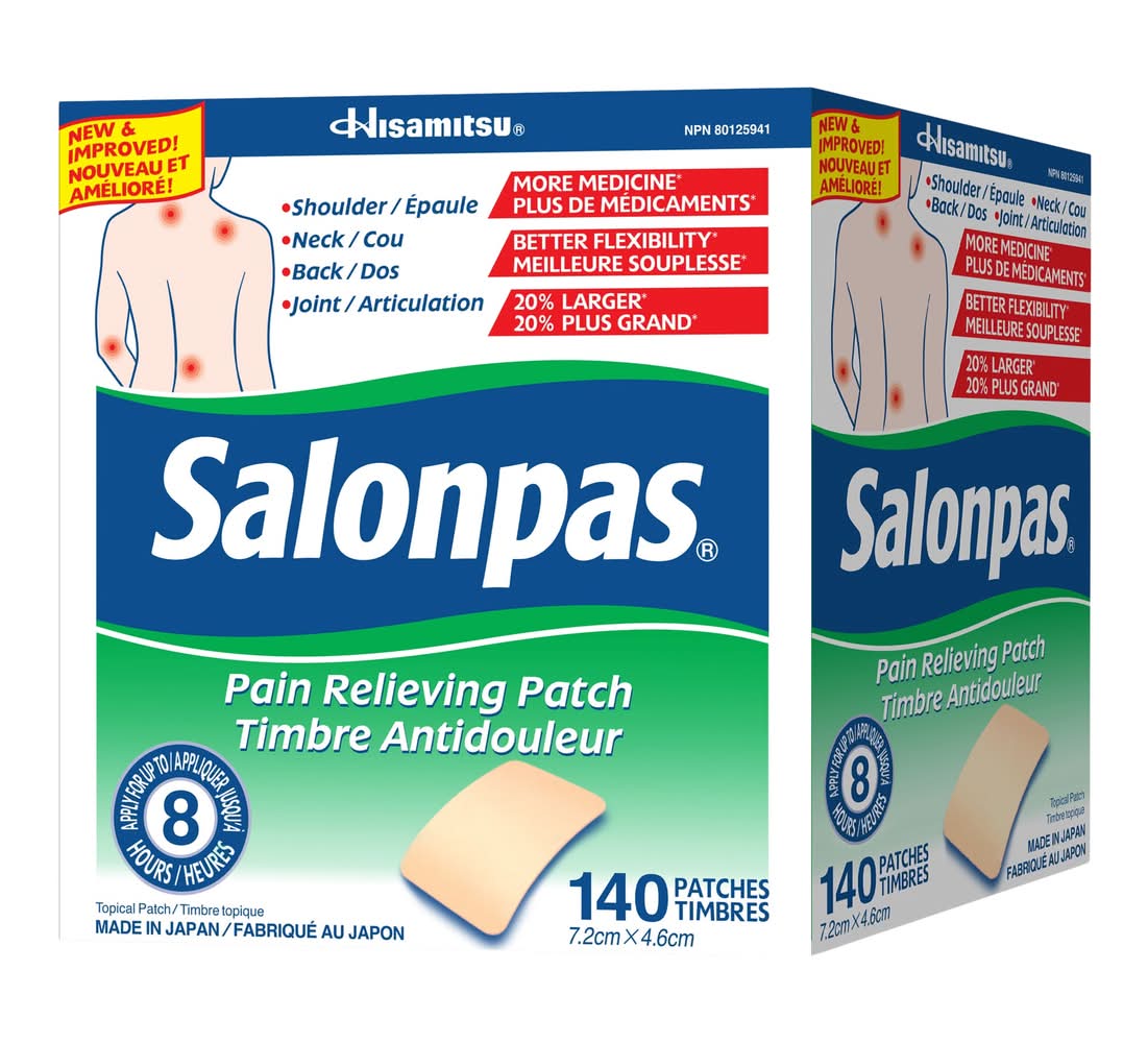 Salonpas Timbres Pour Soulagement De La Douleur - 140 Timbres / Salonpas Pain Relieving Patch - 140 Patches