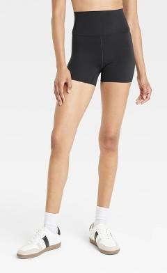 Women's Everyday Soft Ultra High-Rise Bike Shorts 4" - All In Motion™ Black XL: Moisture Wicking, Quick Drying