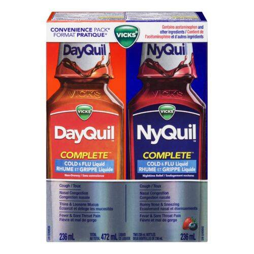Vicks Dayquil & Nyquil Complet Cold and Flu Liquid (2 x 236 ml)