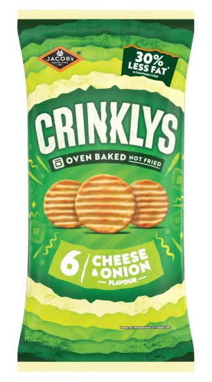 Jacob's Cheese & Onion, Crinklys Flavour (6 pack)