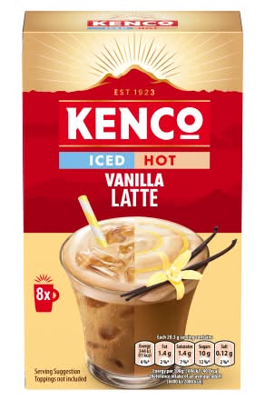 Kenco Vanilla Latte, Iced Hot Coffee Sachets (8 pack)
