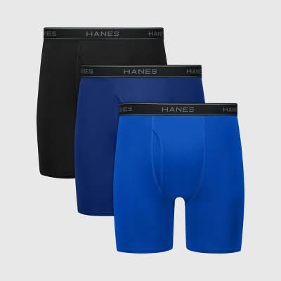 Hanes Performance Stretch Boxer Briefs, Men, M, Gray/Blue