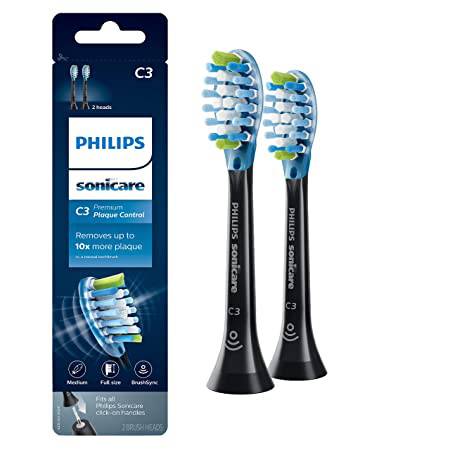 Sonicare Premium Plaque Control Replacement Toothbrush Head, Black (2 ct)