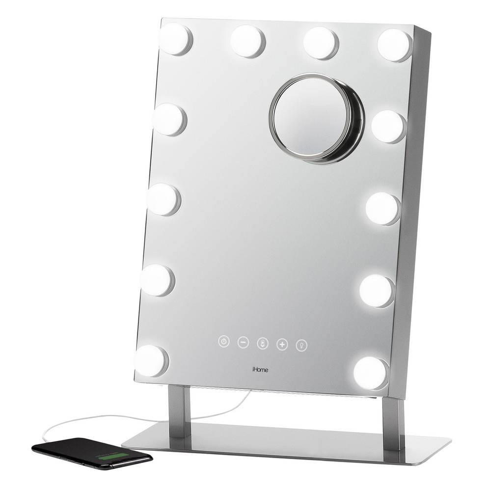 iHome Hollywood Pro Mirror With Bluetooth, White