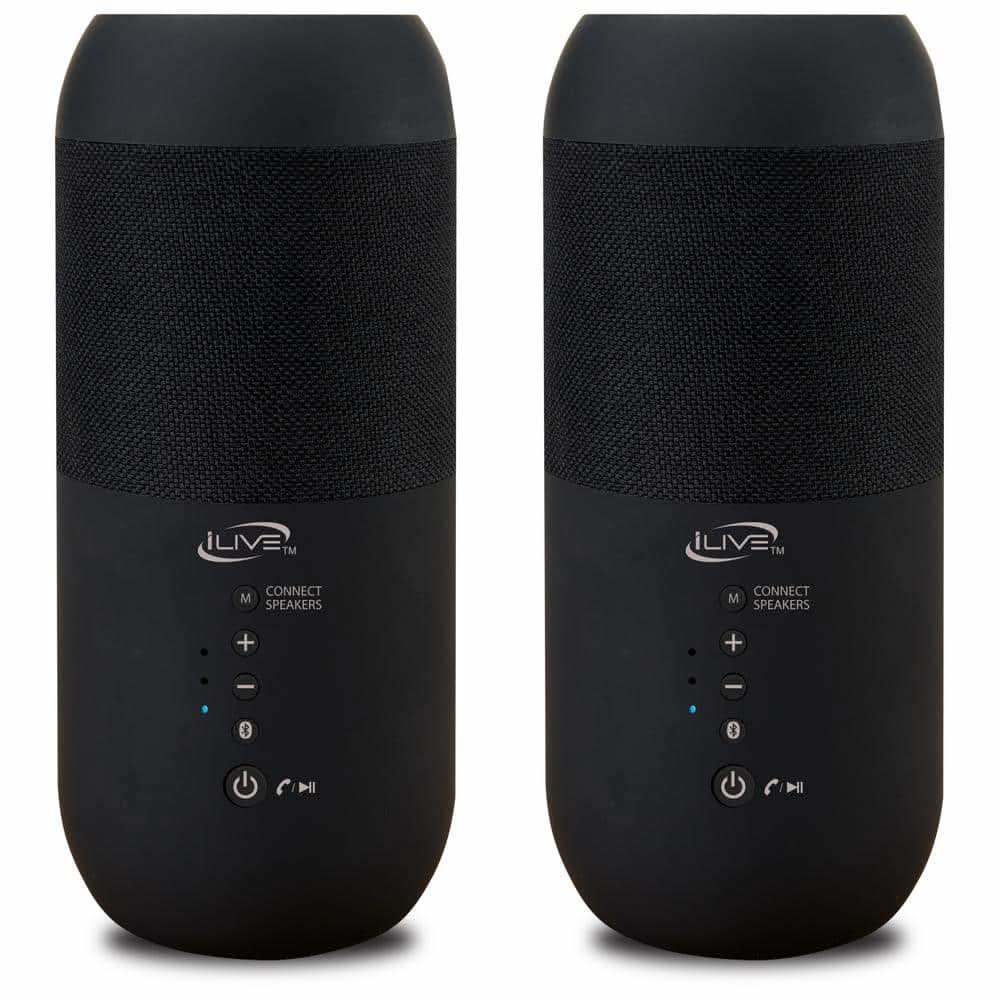 Ilive Indoor Outdoor Ipx6 Waterproof Bluetooth Wireless Speakers With Removable Stakes In Black (Set Of 2)