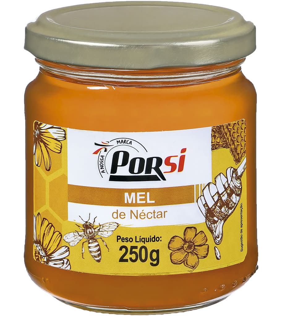 PorSi - Mel em frasco de vidro, frasco de 250g
