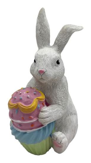 Pascua Conejo con Pastel Colores 8.7x7.2x14.3 1 Pz