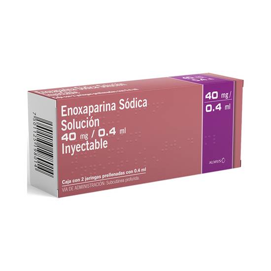 Almus enoxaparina sódica solución 40 mg / 0.4 ml (2 piezas)