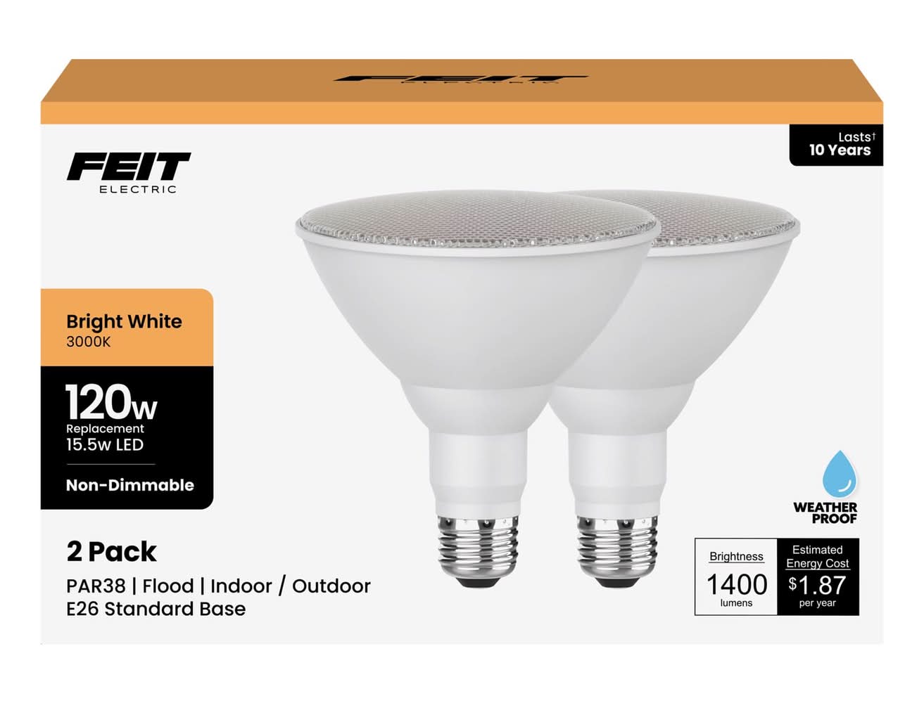Feit Electric Par38 E26 (Medium) Led Bulb Bright White 120 Watt Equivalence 1 Pk
