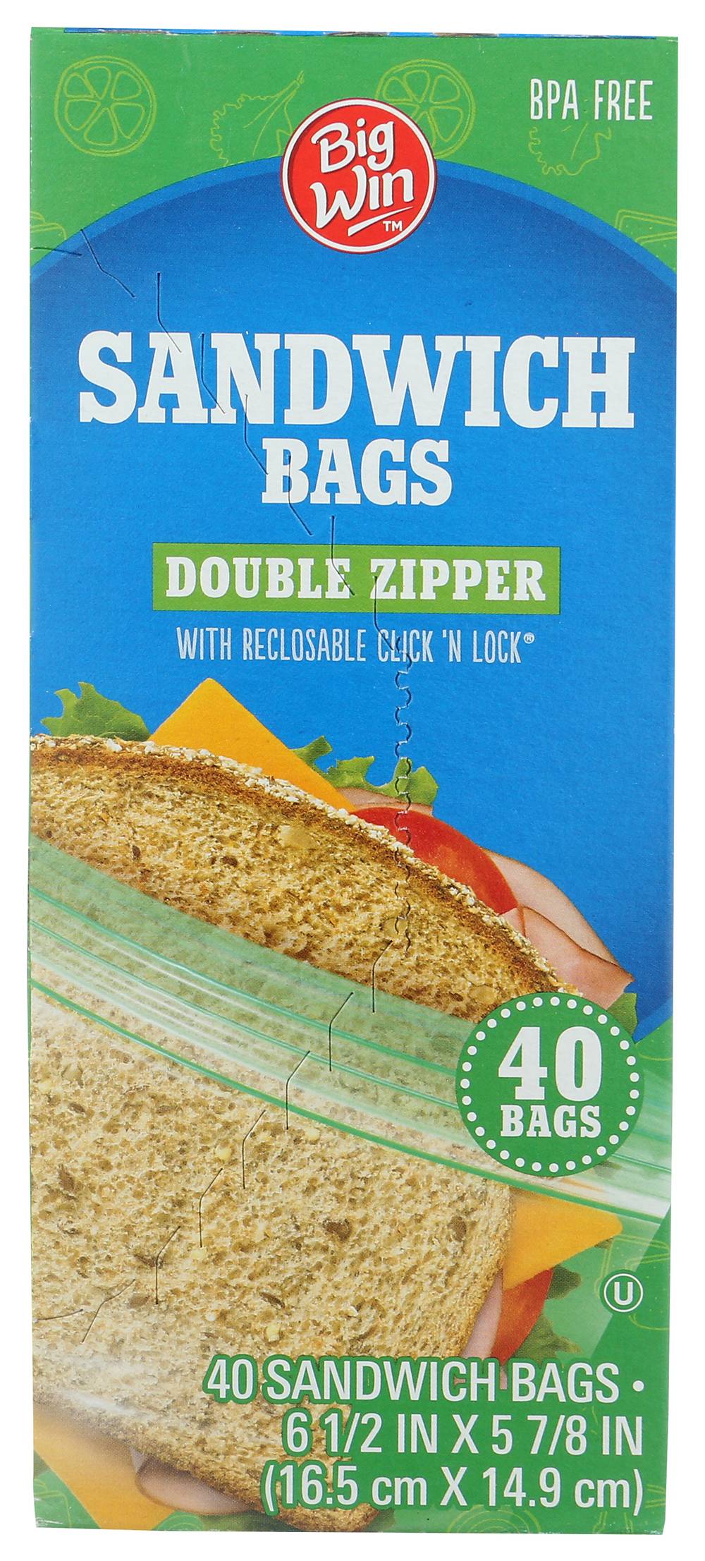 Big Win Sandwich Ziploc Bags (40 ct)