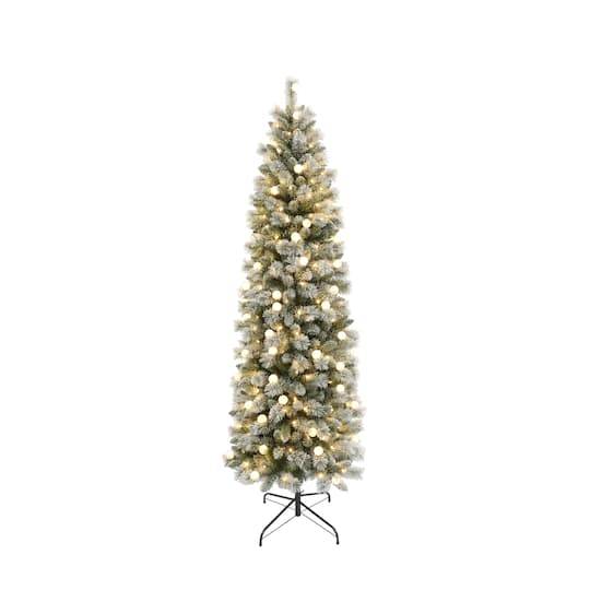 7.5Ft. Pre-Lit Glacier Fir Artificial Christmas Tree, Warm White Led G40 Bulb Lights By Ashland