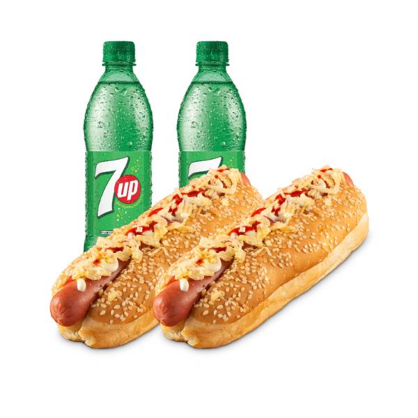 Martes Locos 2 Hot Dog De Res Estandar + 2 7Up 400Ml