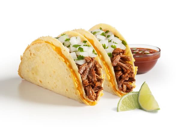 2 Shredded Beef Birria Street Tacos with Consomé Dip